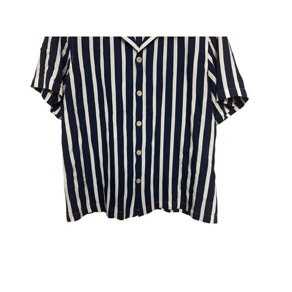 Sandro Paris Striped Short Sleeve Button Down Shirt Size: XL - Picture 2 of 9